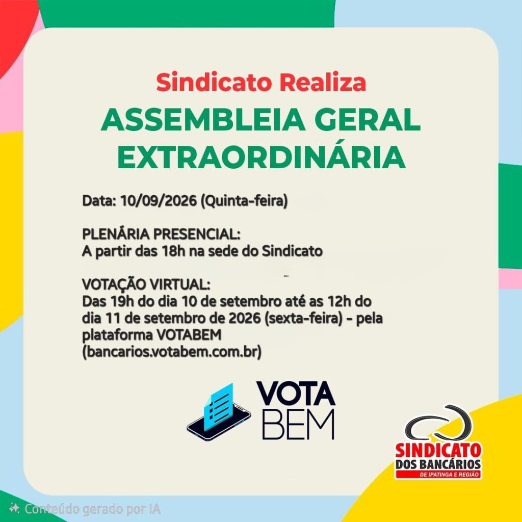 BANCÁRIOS DO BANCO DO BRASIL: PARTICIPEM DA ASSEMBLEIA!